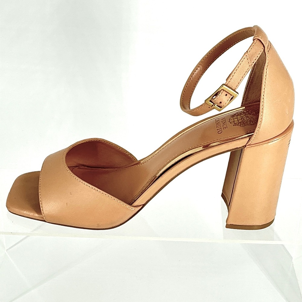 Vince Camuto Size 9.5 Leather Block Heel Ankle Strap Sandals Tan Natural‎ Haydin - Picture 9 of 12